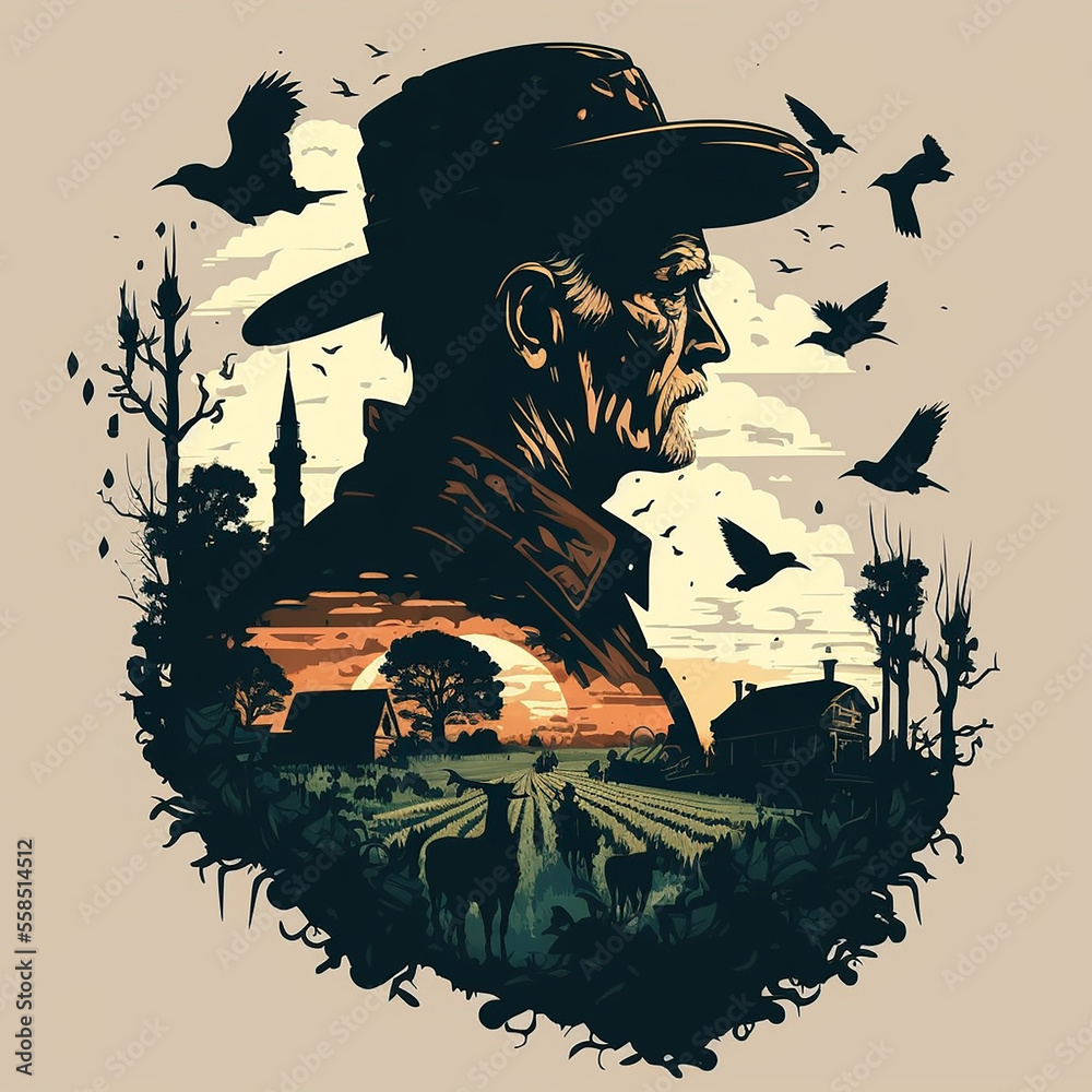 Farmer Vector Art AI Generated Stock Illustration | Adobe Stock