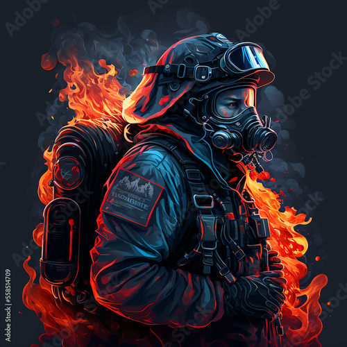 Firefighter Vector Art AI Generated