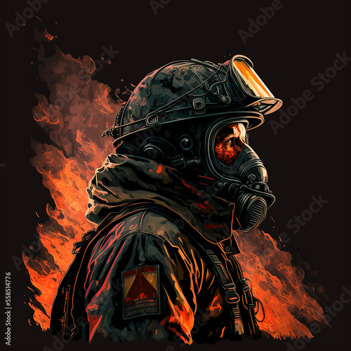 Firefighter Vector Art AI Generated