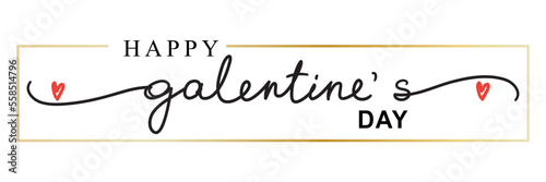 Happy Galentine`s Day greeting concept. Modern lettering with hearts on white background.	