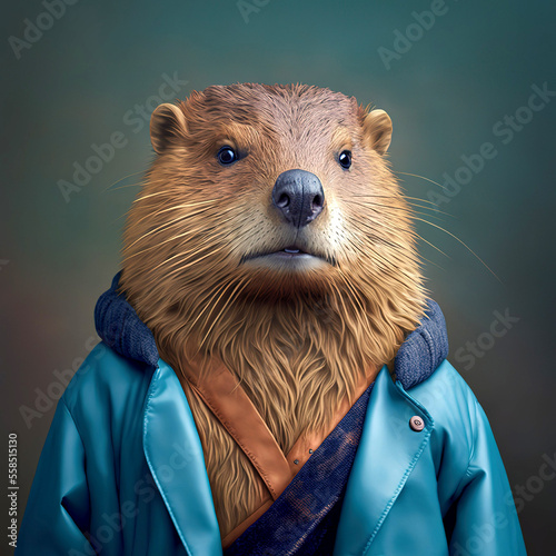 a beaver is not a fashion accessory, beaver portrait, generative ai photo