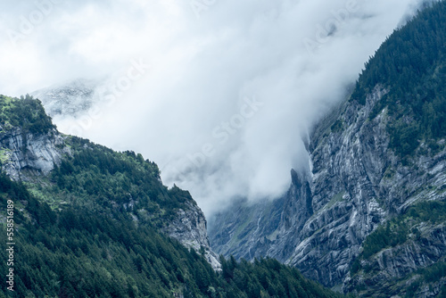 Foggy clouds moutains in Switzerland