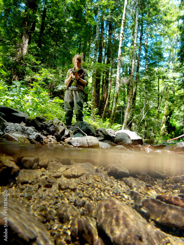 A biologist researching salmon populations in California. photo