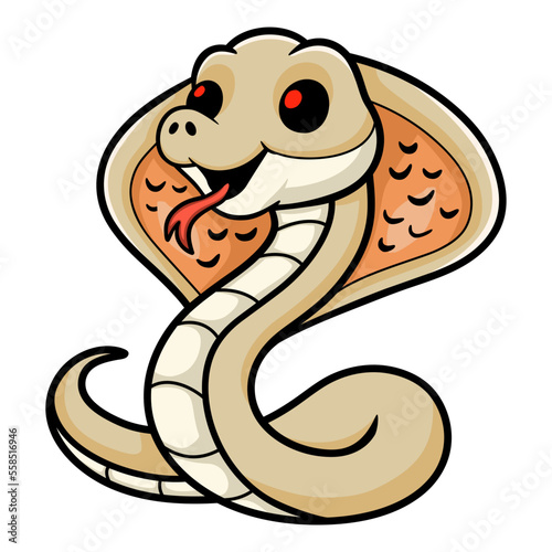 Cute albino monocled cobra cartoon