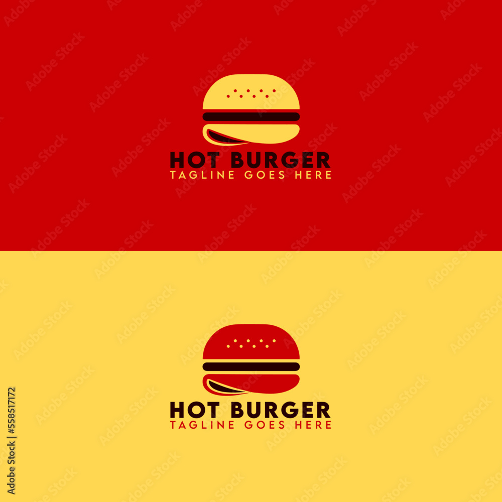hot burger logo, fast food logo, minimalist and business logo design in vector template.