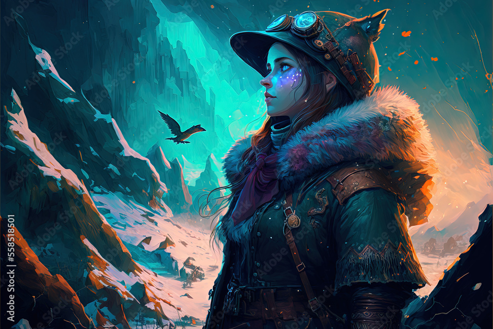 Obraz premium An adventurer in a fantasy landscape