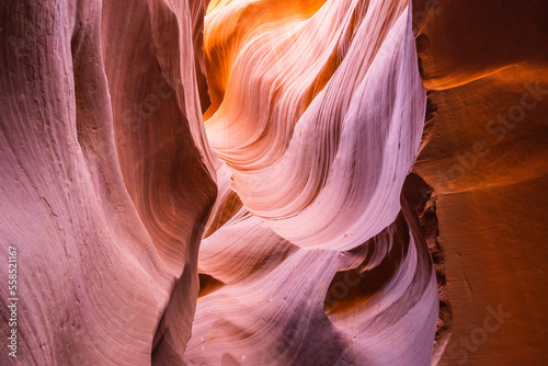 Details of the sandstone formations of Antelope canyon in Arizona