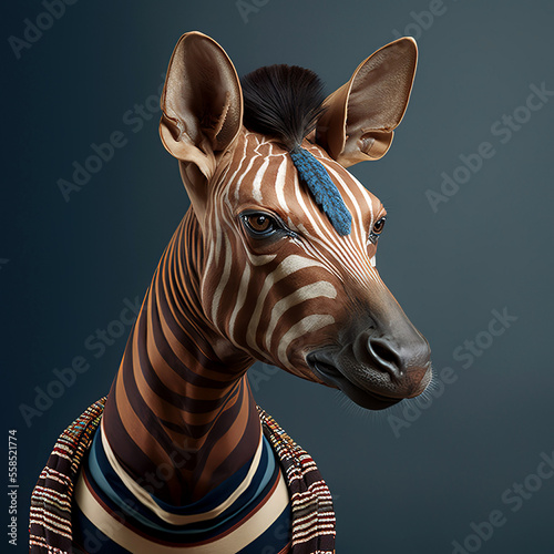 Plakat A okapi is not a fashion accessory , okapi portrait, generative ai