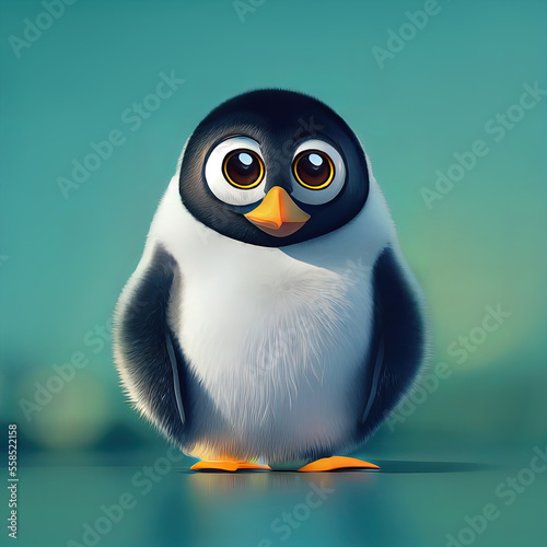 cute penguin in flat background illustration. © Fernando