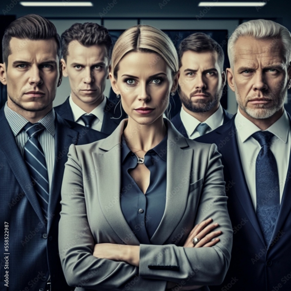 A portrait of a business Team with CEO in the Office A portrait of a business Team with CEO in the Office