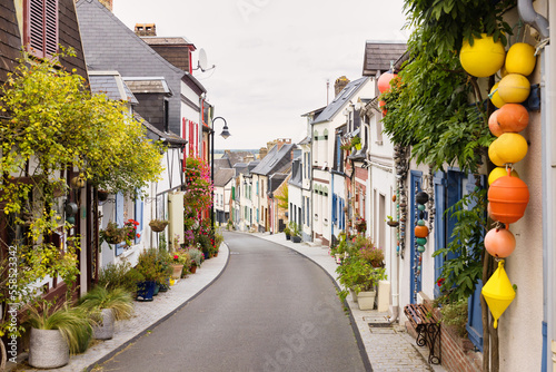 idyllic street in the old town of Valery-sur-Somme, France photo