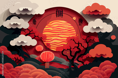 Chinese New Year in flat design photo