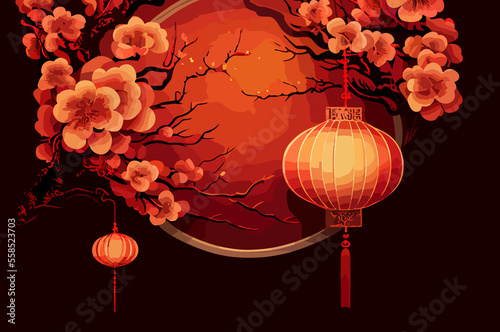 Festive greeting background of Chinese New Year celebration