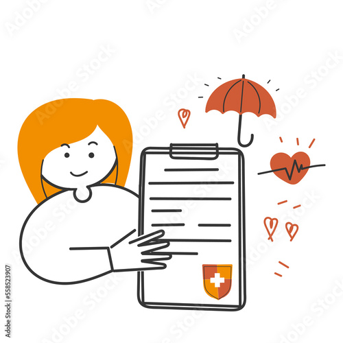 hand drawn doodle Health insurance concept icon illustration vector