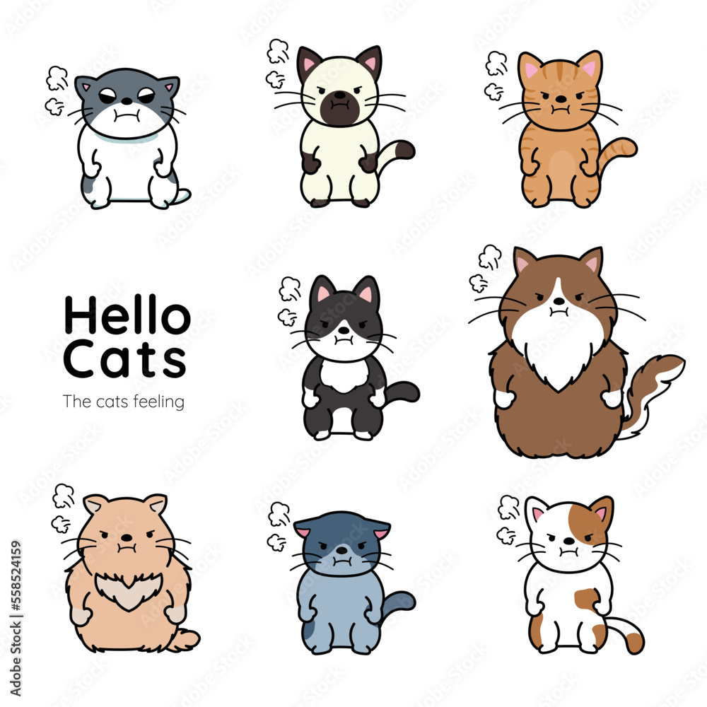 Fototapeta premium 猫の表情アイコン 怒る