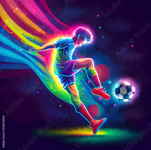 Soccer player colorful abstract illustration