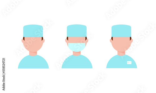 Doctor icon in uniform. Flat style male. Vector illustration.