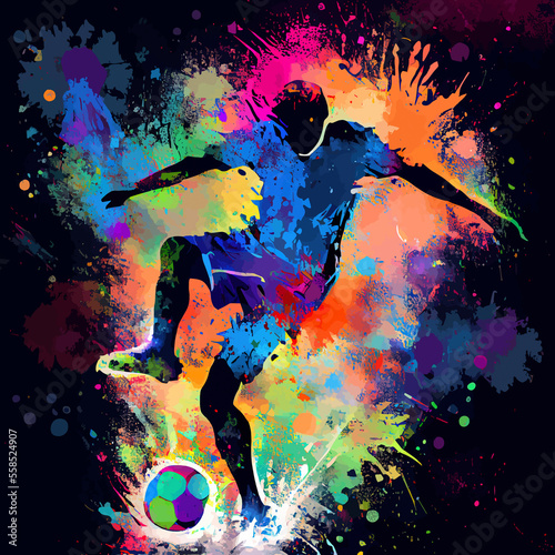 colorful soccer player with ball