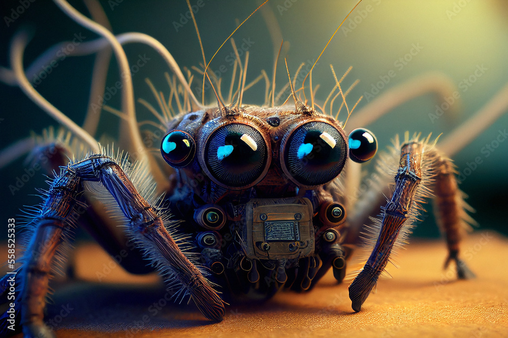 Fototapeta premium Jumping Spider Bot - Generative Ai