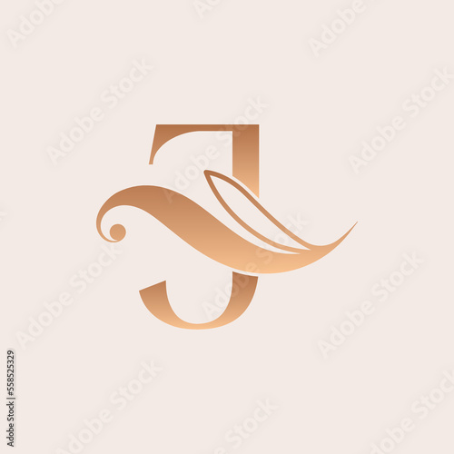 natural massage beauty logo template letter J