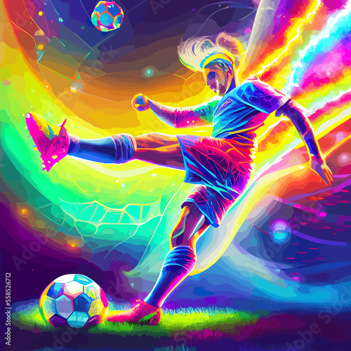 colorful abstract soccer player kicking the ball © Fernando