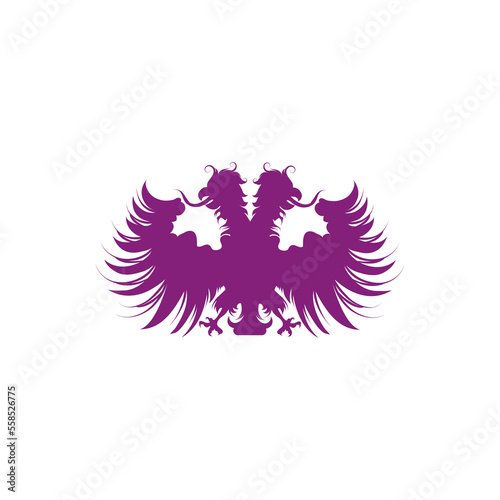  Double-headed eagle with purple color logotype vector template on white background