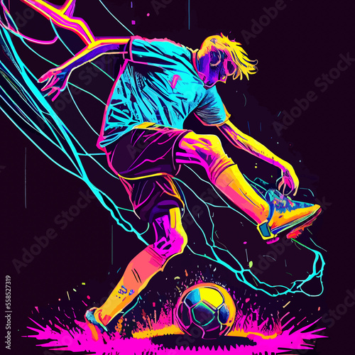colorful abstract soccer player kicking the ball © Fernando