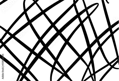 Ink brush seamless pattern outline in hand drawn style, black, line wave, doodles and brush marks, abstract line wallpaper, background, brush pen, freehand.