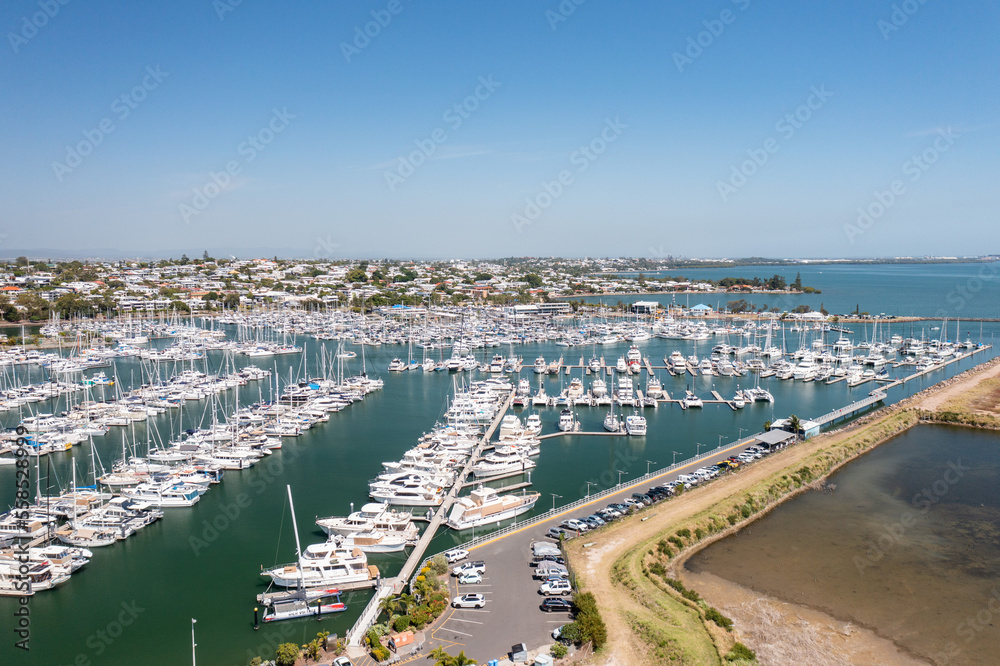 Beautiful view over Manly Harbour Marina in Queensland Beautiful view over Manly Harbour Marina in Queensland
