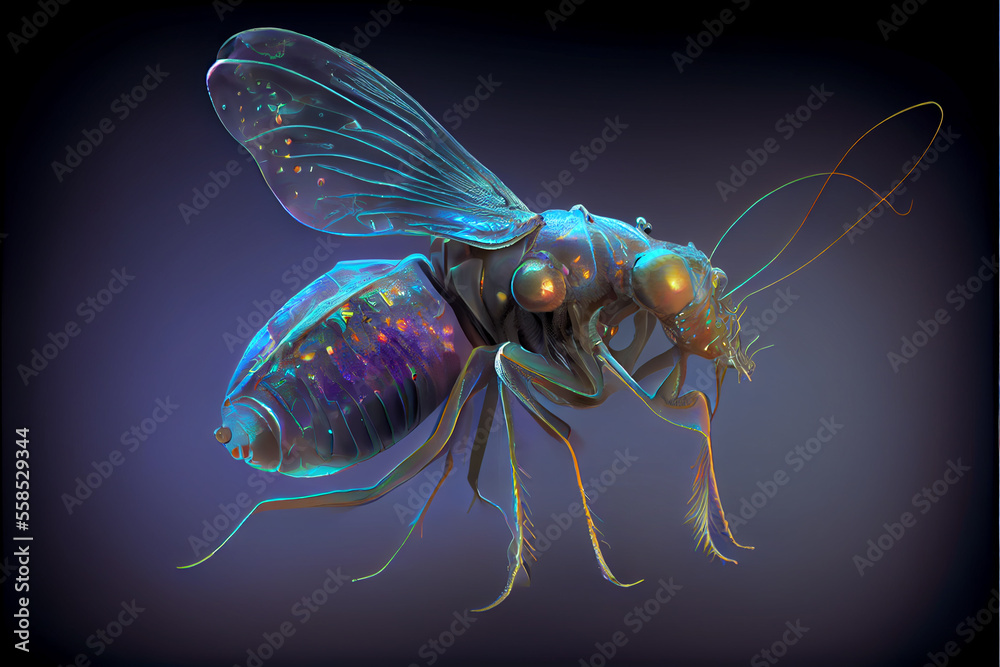 iridescent biology diagram of a scifi alien - Digital illustration ...