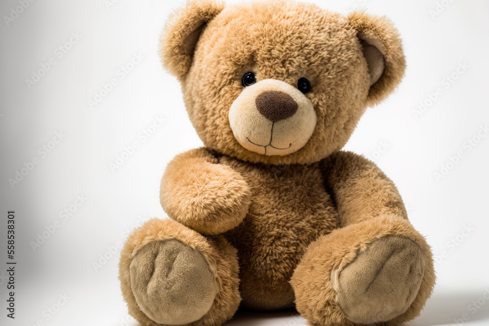 Teddy bear that is cute, isolated on a white backdrop. Generative AI