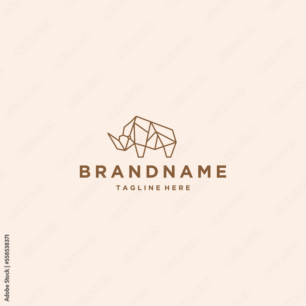 Geometric rhino logo design template Geometric rhino logo design template