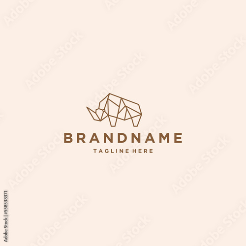 Geometric rhino logo design template