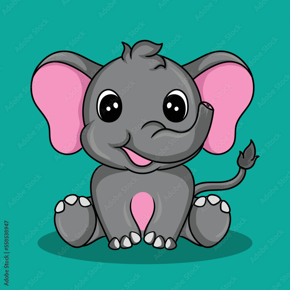 Fototapeta premium artwork illustration and t shirt design cute animal character design baby elephant