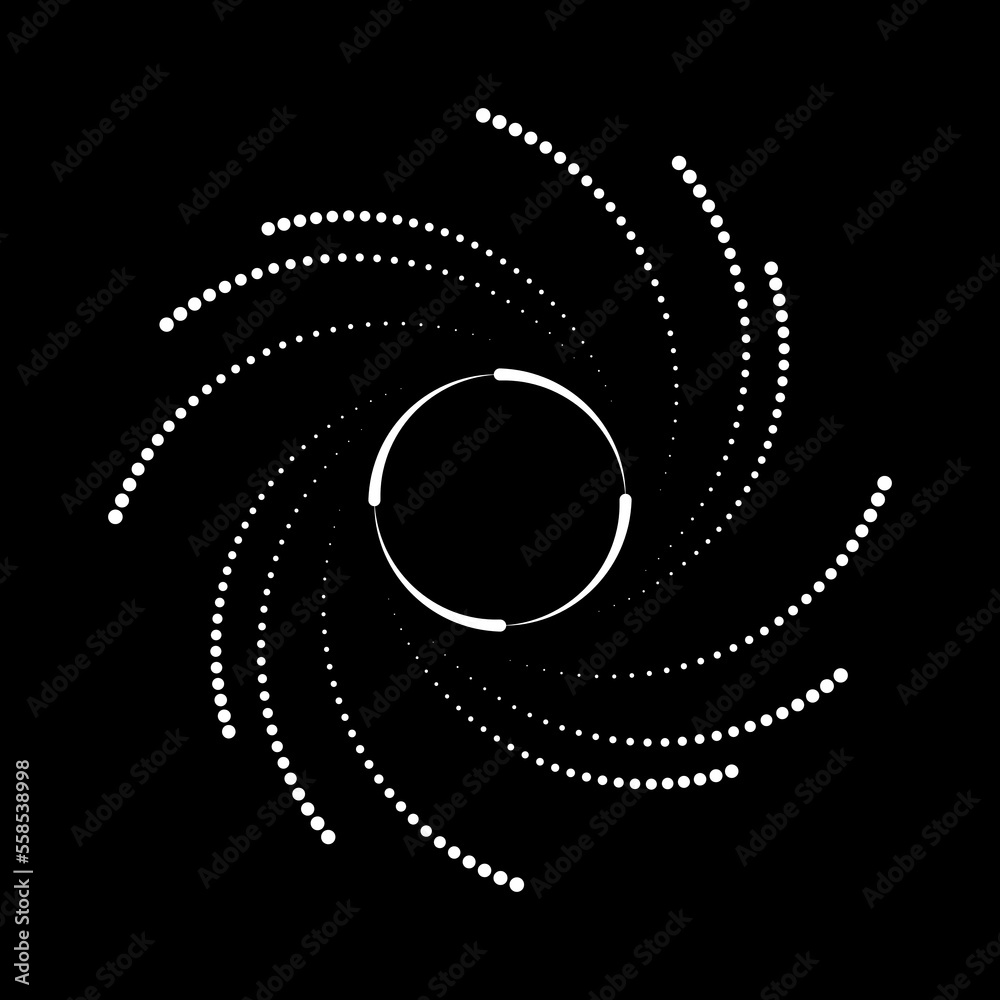 Abstract white dots and lines in vortex form. Geometric art. Vector ...