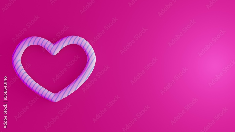 Hearts Colorful Decorate on Pink Background. Valentines Day 3D Illustration. Celebration Love Symbol Romantic Design.
