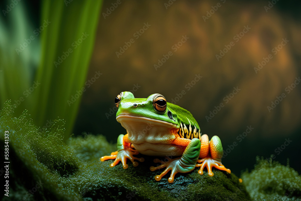 Fratercula arctica fratercula, popularly known as the common puffin, is a green tree flying frog. Generative AI