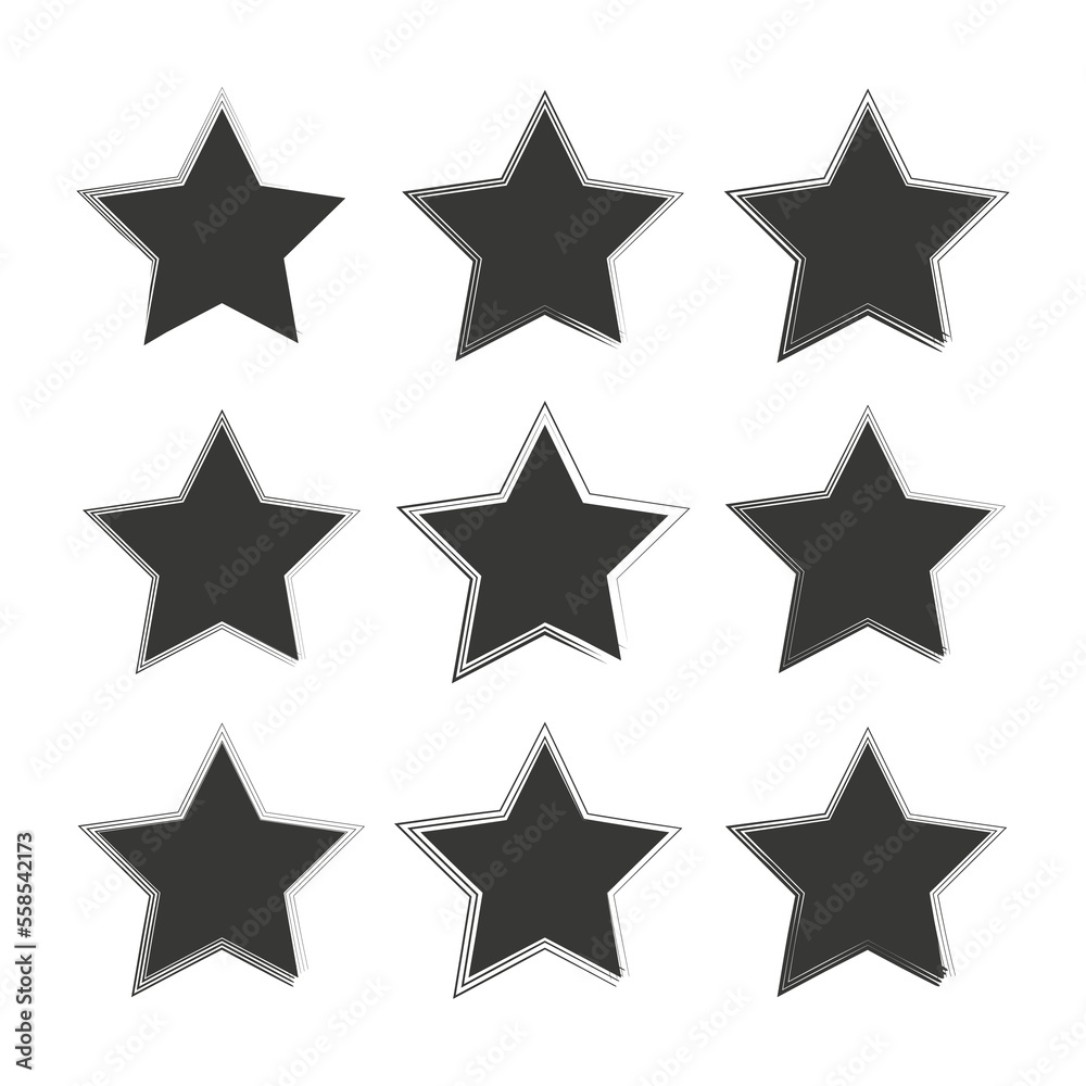 Obraz premium Black brush stars. Ink paint brush stain. Vector illustration. stock image.