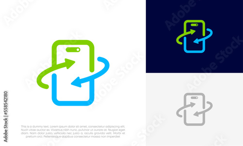 mobile phone sync logo design vector