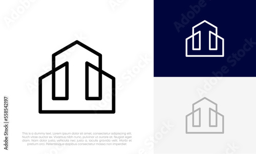 real estate, home abstract line logo design vector