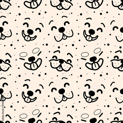 CUTE DOGS FACE CARTOON PATTERN