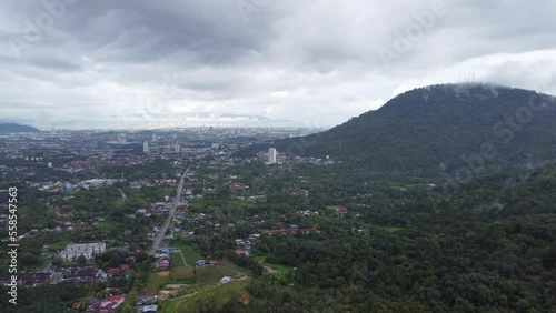 Aerial view Bukit Mertajam rural residential housing near the foot hill photo