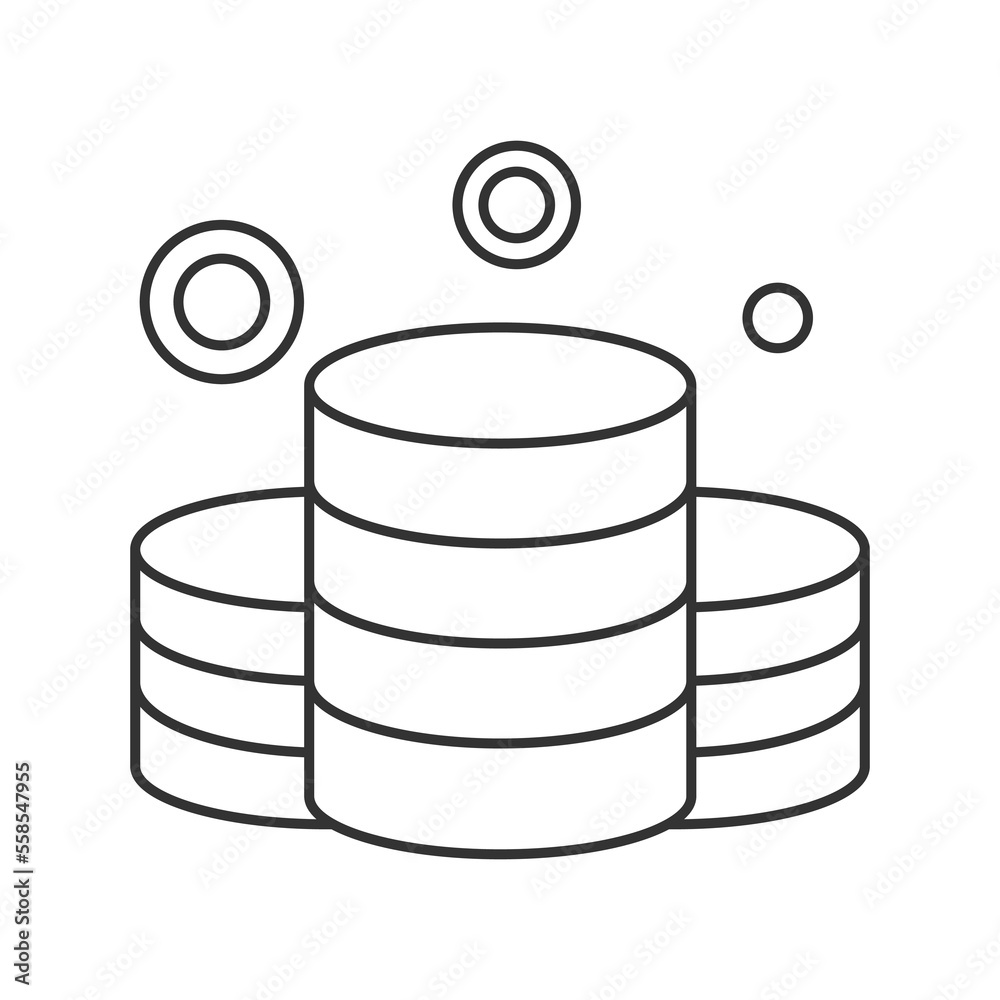 Money coins vector icon. Line sign for mobile concept and web design. Symbol, logo illustration. Vector graphics Money coins vector icon. Line sign for mobile concept and web design. Symbol, logo illustration. Vector graphics
