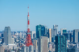 日本の首都東京都の東京タワーと街並み