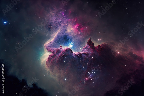 Nebula in the background of a starry sky. Generative AI