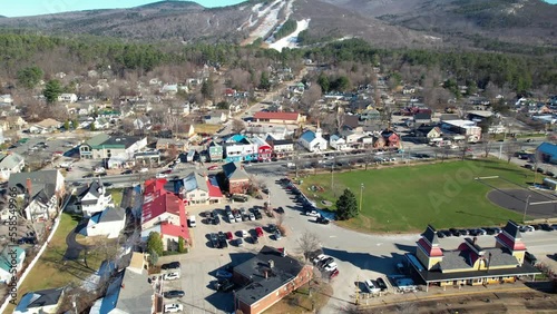 Conway town aerial view, Carrol county, New Hampshire towards White mountain national forest photo