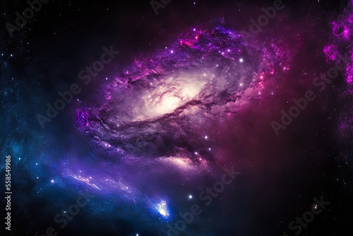 view of the Milky Way galaxy. a starry night sky. landscape with a blue purple milky way gradient. Generative AI