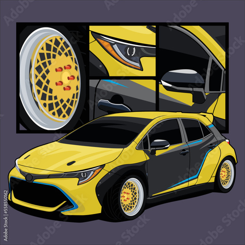 vector yellow car