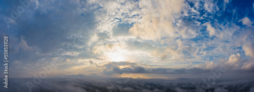A wonderful dawn above the clouds. Natural background