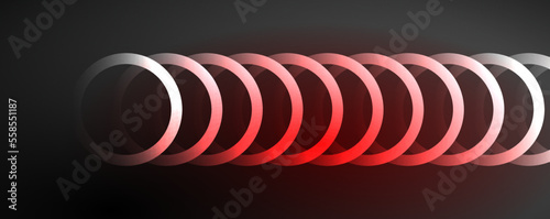 Neon glowing circles and round shape lines  magic energy space light concept  abstract background wallpaper design